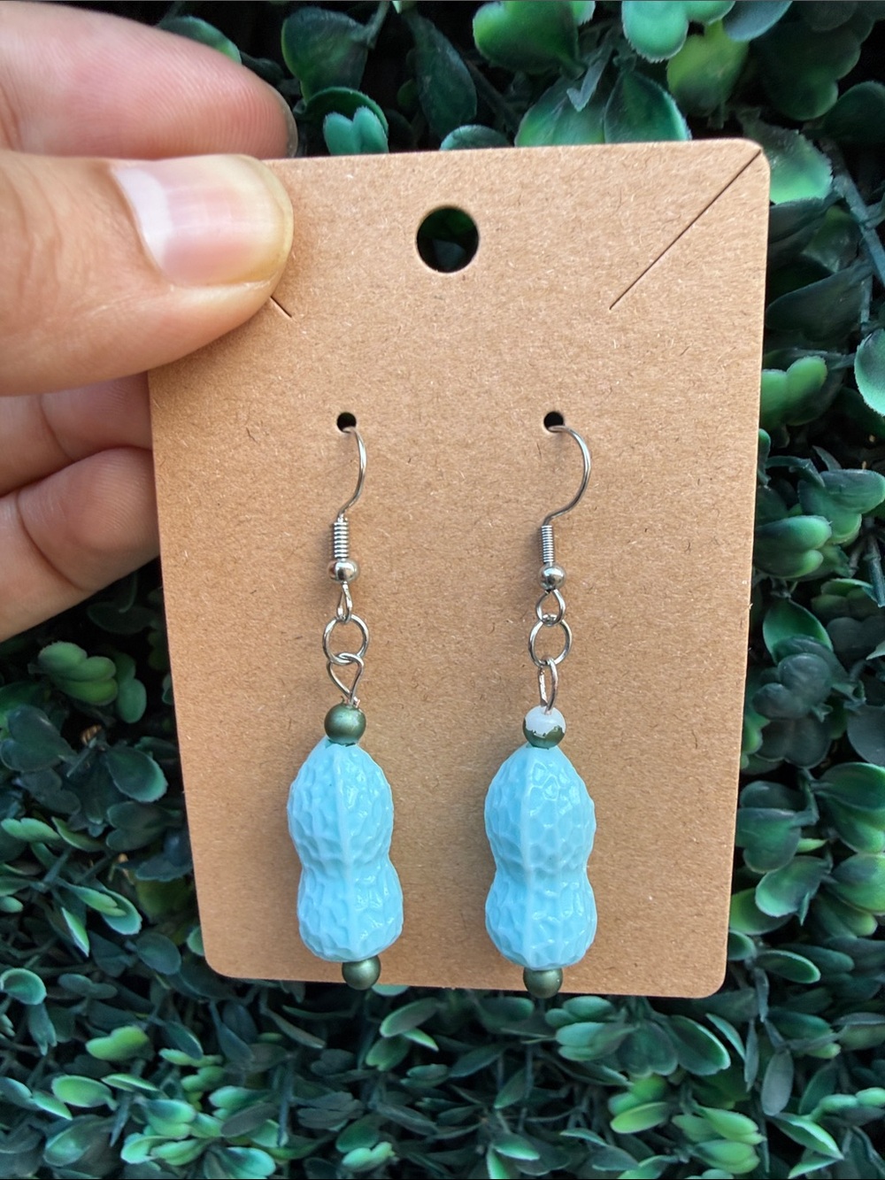 Hand Crafted Light Blue Beaded Dangle Earrings